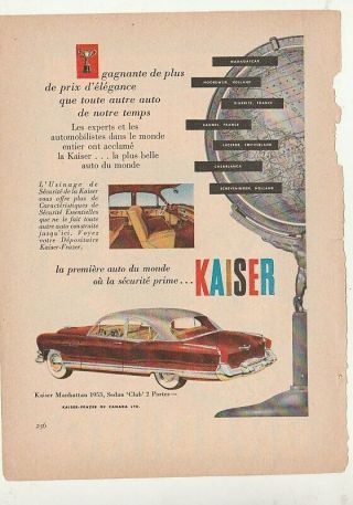 1953 Ad Kaiser Frazer Manhattan French