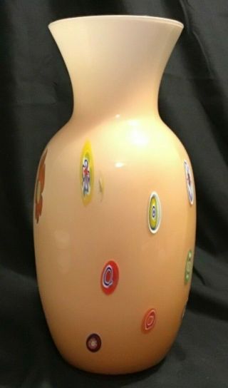 Large Vintage Lavorazione Murano Hand Blown Art Glass Flower Vase