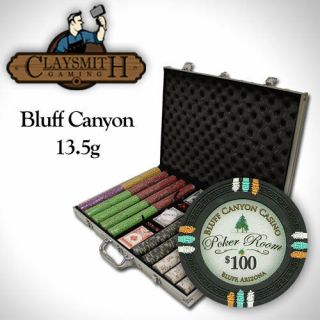 1000 Bluff Canyon 13.  5 Gram Clay Poker Chips Set Aluminum Case Custom