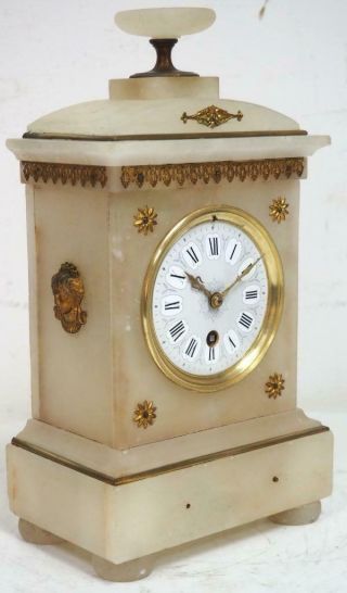 Good Antique French 8 Day Alabaster & Gilt Metal Ornate Timepiece Mantle Clock 2