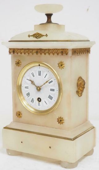 Good Antique French 8 Day Alabaster & Gilt Metal Ornate Timepiece Mantle Clock 3