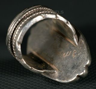Bog Solid OLD PAWN Vintage Navajo Sterling & Turquoise Ring Size 9 3