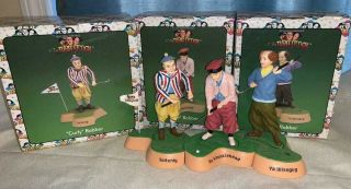 Rare The Three (3) Stooges Golf Figurine Bobbers Bobbleheads,  Nib,  Plus Bonus