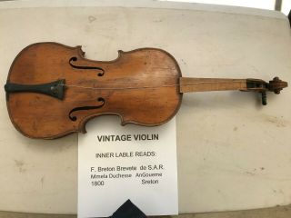 Rare Antique F Breton Brevete Violin From The Early 1800 