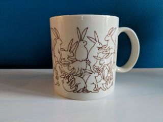 Taylor & Ng 1979 Naughty Bunny Rabbits Orgy Coffee Mug Brown On Tan Japan
