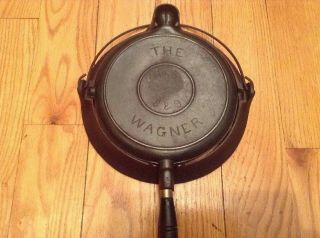 Antique Vintage " The Wagner " Sidney - O - Cast Iron Waffle Maker 1890 