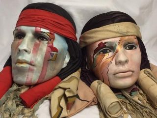 Vintage - Signed - Lifelike Native American Indian Head Faces Southwest Wall Hanging