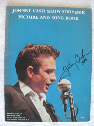 Johnny Cash - Rare Autographed 1966 Concert Book - Hand Signed By Cash In 1986