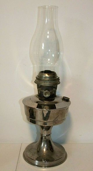 Vintage Aladdin Model C Kerosene Oil Lamp Glass Chimney,  Metal Base England Made