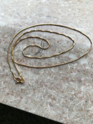 Vintage Solid 14k Yellow Gold Box Chain Signed Italy 585 18” A,