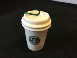 Starbucks Holiday 2011 Ceramic White To Go Cup Ornament W/ 1992 Logo