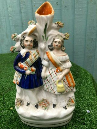 19thc Staffordshire Scottish Male Female Figurines With Spill Vase C1880s