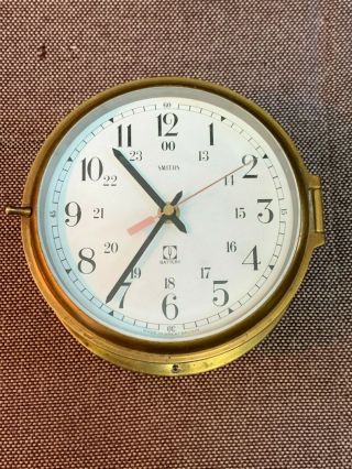 Smiths Ships Clock.  Brass Case,  Battery Movement.  Made In Great Britain