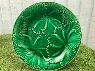 19thc Regal & Sanejouand Clairefontaine Green Majolica Plate C1870s