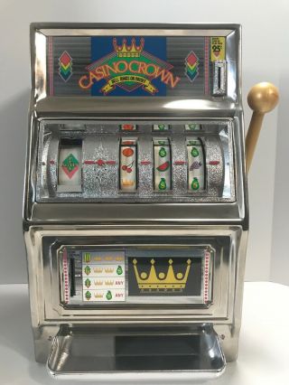 Vintage Crown 25 Cent Quarter Bank Slot Machine Great Mini Grandma Gift