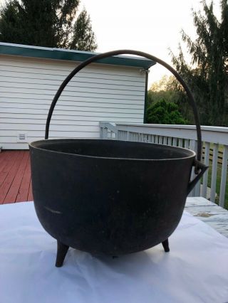 Vintage Large Black Cast Iron Kettle Cauldron Pot
