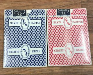 Silver Slipper Closed Las Vegas Casino Playing Cards - Red And Blue Deck
