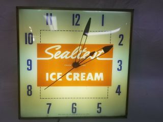Vintage Pam Lighted Advertising Clock Sealtest Ice Cream - Great & Lights