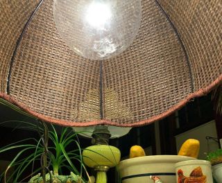 Vintage Wicker Rattan Umbrella Swag Lamp 13 