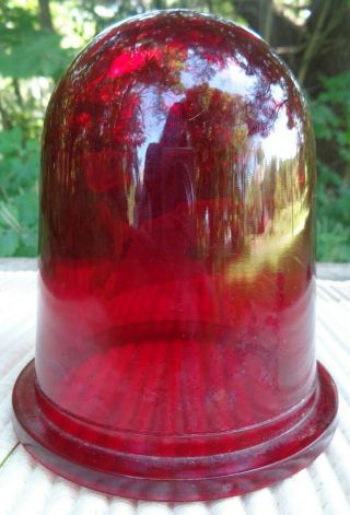 Vintage Red Glass Light Globe Industrial Type - H Nautical Fire Police P.  C.  Co.