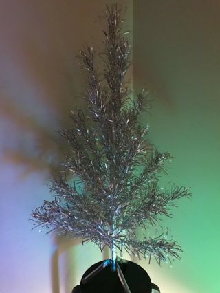 Vintage 4ft.  31 Branch Aluminum Christmas Tree With Color Wheel And Stand