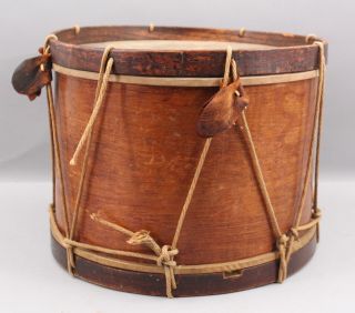 19thC Antique Marching Snare Drum Massachusetts John C.  Haynes Boston Label 3