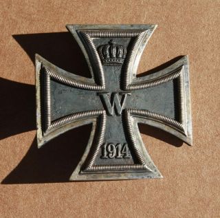 Wwi German 1914 Iron Cross 1st Class Medal Pin - Back Stamped 4 Markers Mark