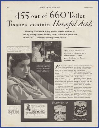 Vintage 1932 Scott Tissue Waldorf Toilet Art Decor Ephemera Print Ad 1930 