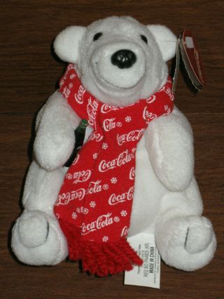 Coca Cola White Polar Bear Bean Bag Plush Stuffed Animal Toy (1998)