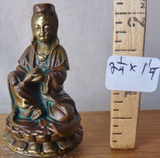 Lamp Finial Asian Buddha Statue Cast Brass/bronze 2 1/4 " H X 1 1/4 " W