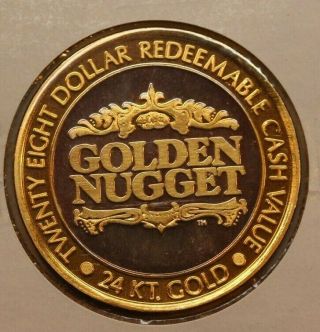 Rare Golden Nugget Casino $28 Gaming Token 999 Fine Silver & 24 Karat Gold