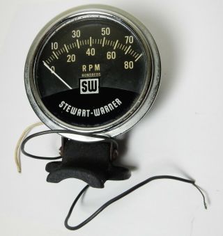 Vintage Sw Stewart Warner 8000 Rpm Tach Tachometer