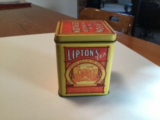 Lipton Tea Tin Ceylon Collectible Yellow Tin Bristol Ware,  Vintage