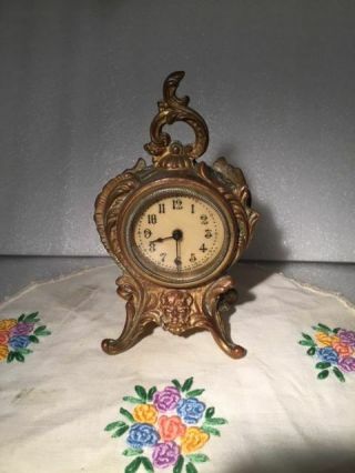 Haven Clock Company Antique clock bronze gilt 6 inches tall - G 8 2