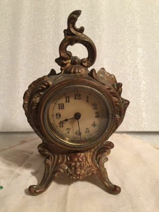 Haven Clock Company Antique clock bronze gilt 6 inches tall - G 8 3