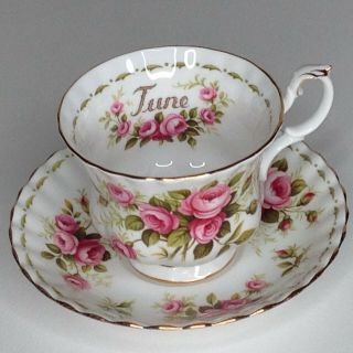 Royal Albert Vintage Tea Cup And Saucer Set Flower Of The Month Roses 1970 ' s 3