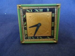 Very Fine Art Deco Brass Enamel Swiss Desk Clock