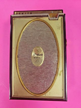 1950s/60s Vintage Zenith Royal 500 Am Transistor Radio W/case -
