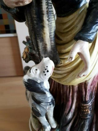 Large Italian capodimonte porcelain figurine Old Lady and her dog. 3