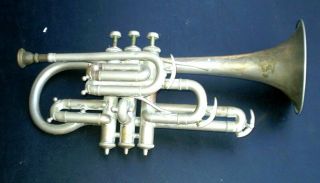 Antique Virtuoso Henri Gautier Trumpet Floral Engraving Early 20th Century