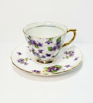 Royal Chelsea Spring Violets Teacup And Saucer Bone China England Dinnerware 2