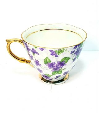 Royal Chelsea Spring Violets Teacup And Saucer Bone China England Dinnerware 3