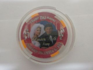 Donald Trump Taj Mahal Casino,  Poker Chip,  Donald & Marla Married,  12/20/1993