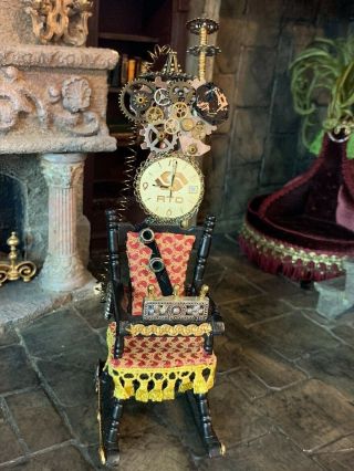 Vintage Miniature Dollhouse Uk Artisan Time Travel Rocking Chair Awesome 1:12