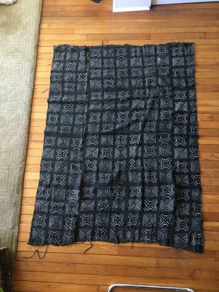 Authentic African Mud Cloth - Black And White Vintage Fabric 45 " X 62 "