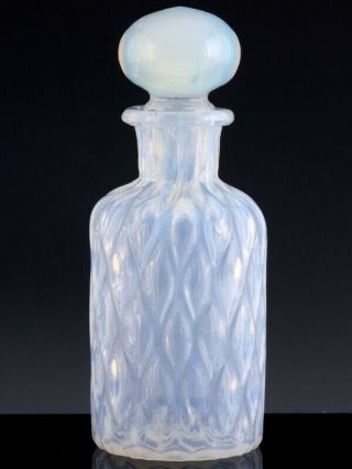 Very Pretty Vintage Antique Hand Blown White Opalescent Glass Perfume Bottle N/r