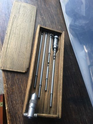 Vintage L.  S.  Starrett Inside Diameter Micrometer Rod Set W/ Extra Head Tool
