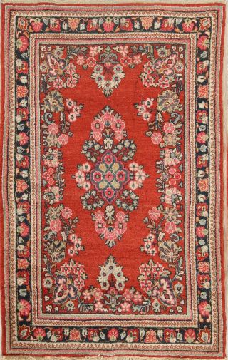 Antique Floral ORANGE 4 ' x7 ' Mahal Oriental Hand - Knotted Accent Rug WOOL 2