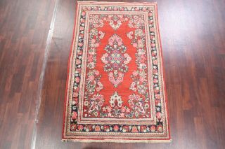 Antique Floral ORANGE 4 ' x7 ' Mahal Oriental Hand - Knotted Accent Rug WOOL 3