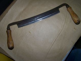 Vintage Draw Knife With Wooden Handles 10 " Blade Old Antique Shave Wood